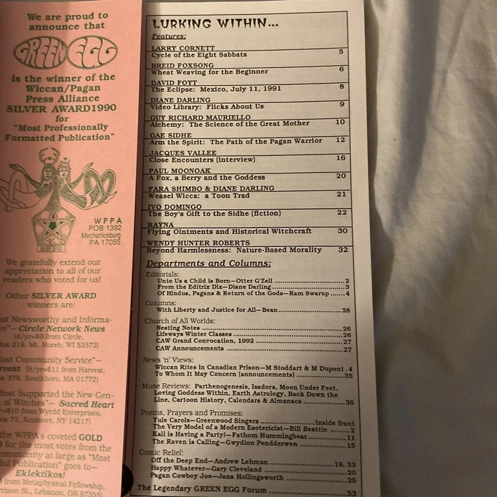 GREEN EGG MAGAZINE  Vol 24 # 95 Yule 9991